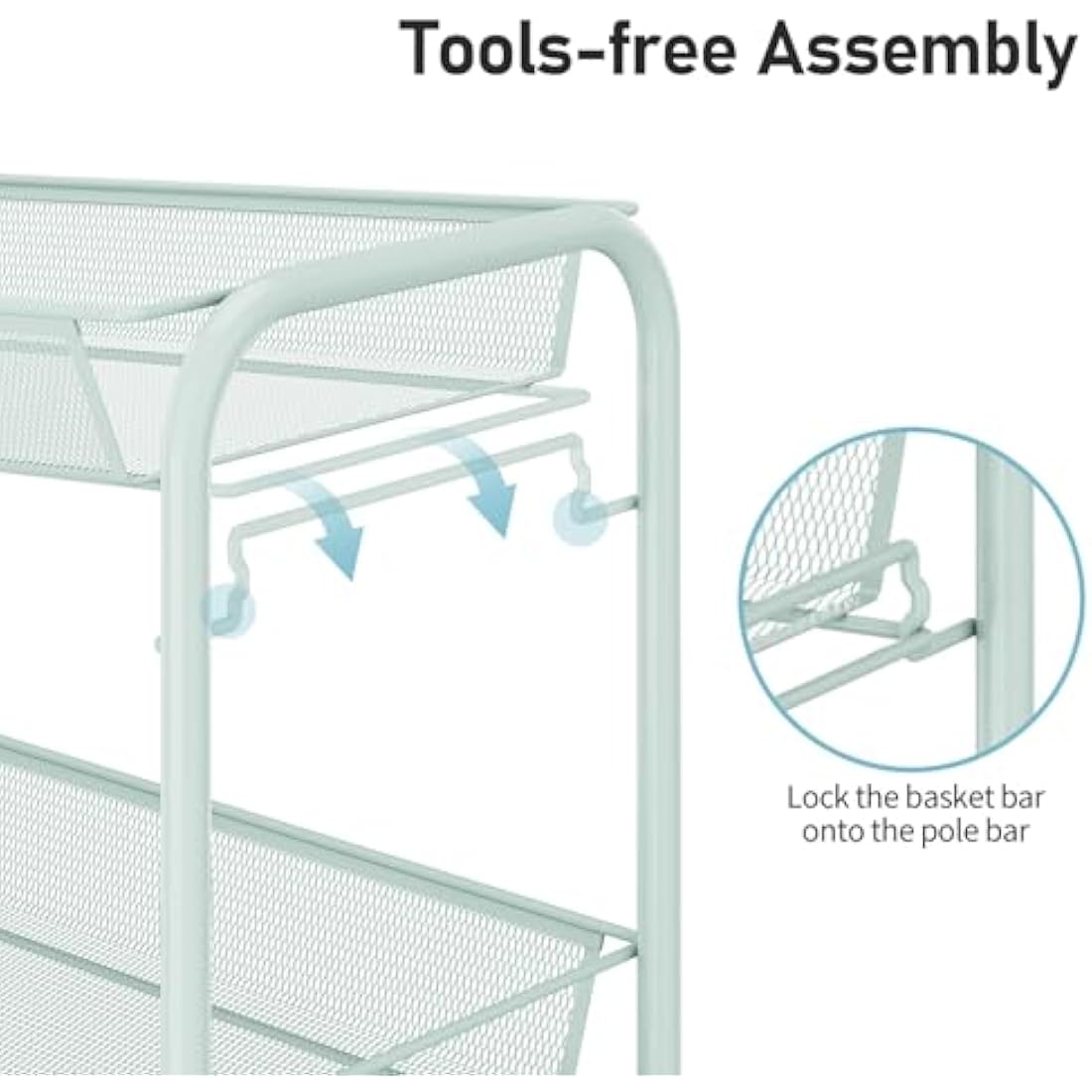 APEXCHASER 4-Tier Rolling Cart,Easy Assemble Mobile Storage Trolley On Wheels,Slide Out Utility Cart Shelving Units Kitchen Bathroom Laundry Room,Green