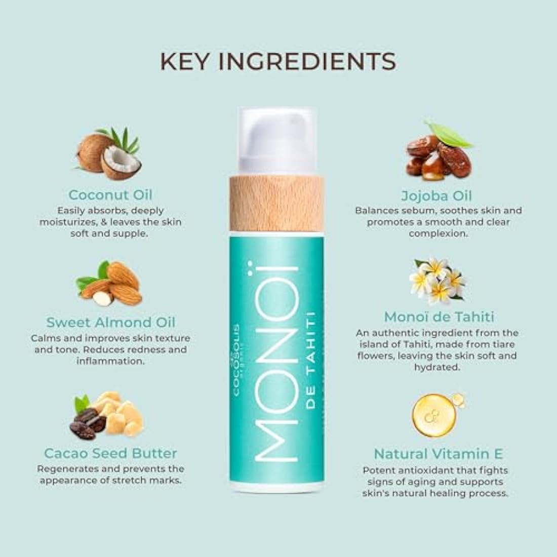 COCOSOLIS MONOI tan Accelerator - Organic Tanning Oil with Vitamin E & Monoi de Tahiti Oil for a Fast Intensive Tan - Tanning Enhancer for a Chocolate Tan - Nourishing Body Lotion (110)