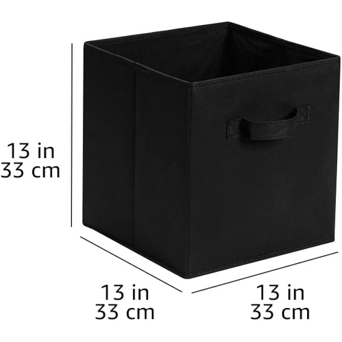 Amazon Basics Collapsible Fabric Storage Cube/Organiser with Handles, Pack of 6, Solid Black, 33 x 33 x 33 cm