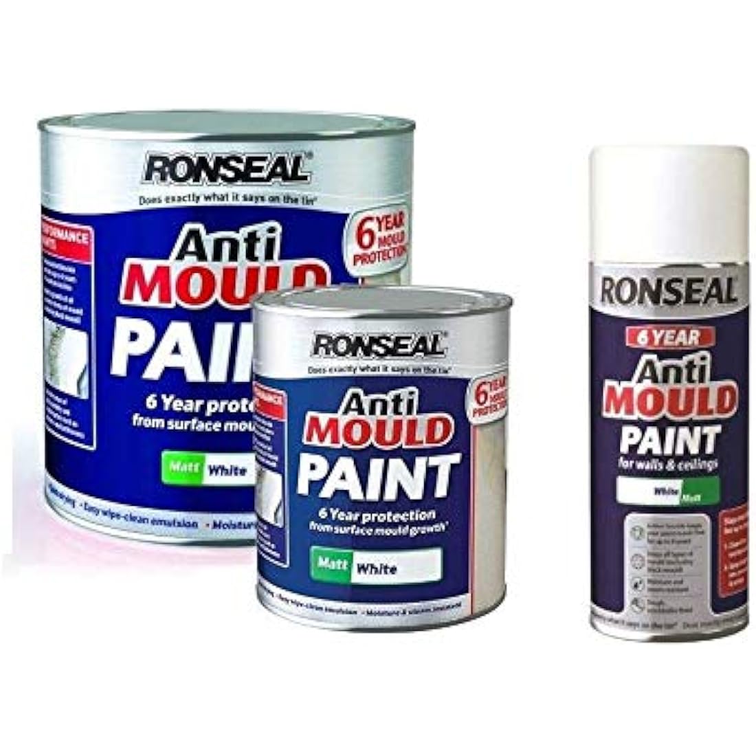Ronseal 6 Year Anti Mould Paint Matt White 750Ml