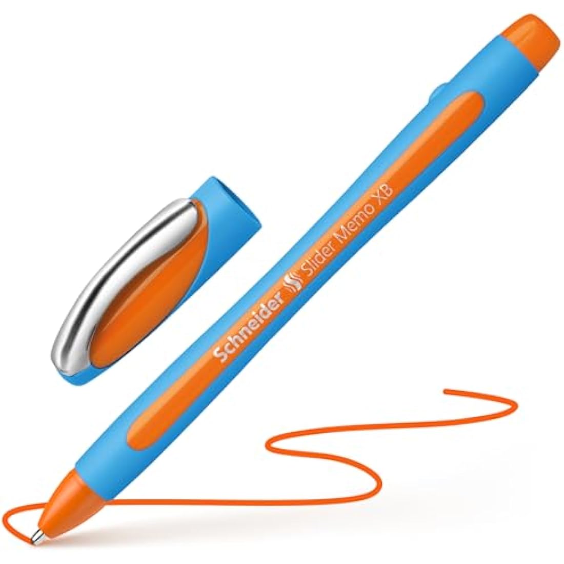 Schneider Slider Memo 150206 Ballpoint Pen XB Nib, Blue Barrel / Orange Ink (Pack of 10)