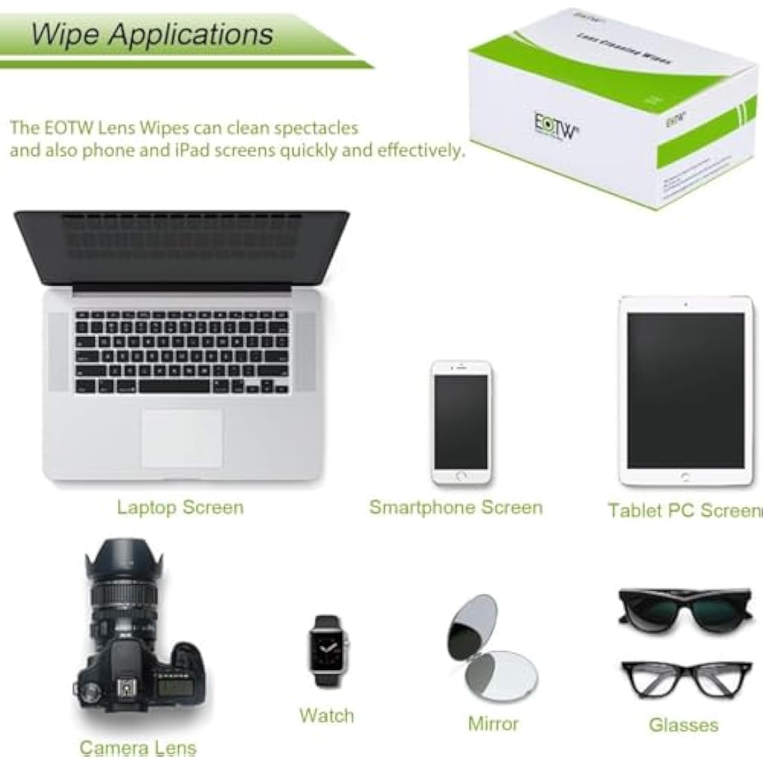 Screen Wipes Individually Wrapped, EOTW 120 Computer Glasses Screen Cleaner Wipes for Monitor/Laptop/iPad/Mobile Phone/LCD TV/Tablet PC/Keyboard Cleaning Kit