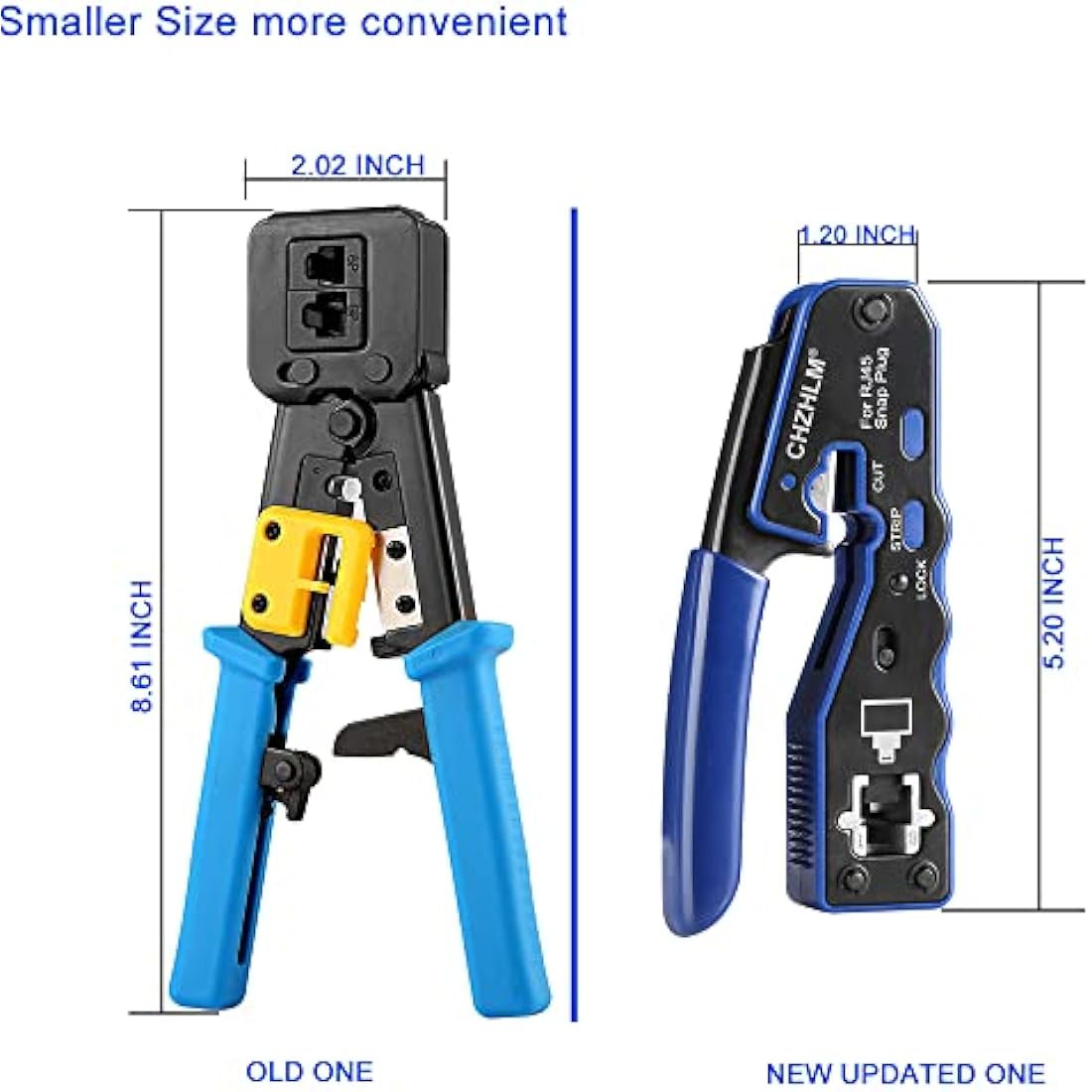 CHZHLM Rj45 Crimp Tool Kit Pass Through Crimping Tool Crimper Cutter for Cat6 Cat5 Cat5e with 50PCS Connectors Mini Wire Stripper Cable Tester and Plier