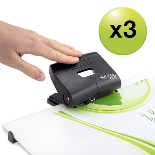 Rapesco 1757 Business Pack: ECO 2-Hole Punch, 22 Sheet Capacity, Black, Pack of 3