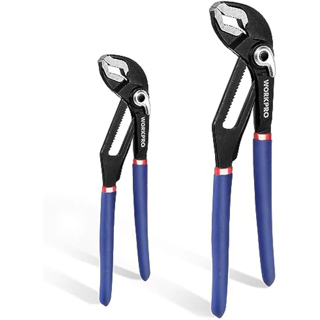 WORKPRO Water Pump Pliers, 40/52mm Wide Jaw Capacity, Quick Change Adjustable Plumbing Grips and Slip Joint Plier Set, 200mm and 250mm, 2-Piece
