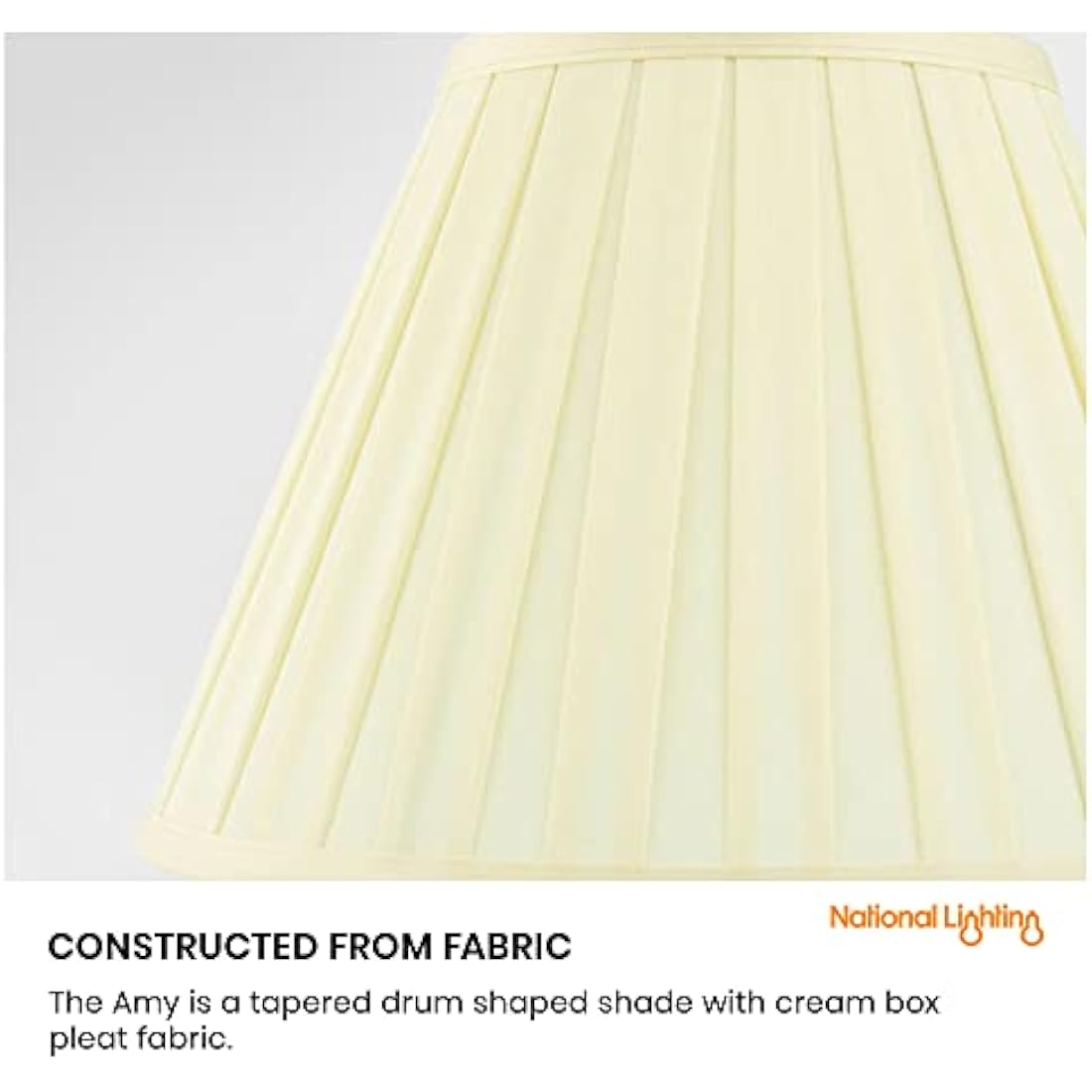 National Lighting Decorative Tapered Table/Floor Lampshade - 18-Inch Empire Drum Lamp Light Shade in Cream Fabric - 40W E14/B22 Candle Incandescent or LED (Not Included)