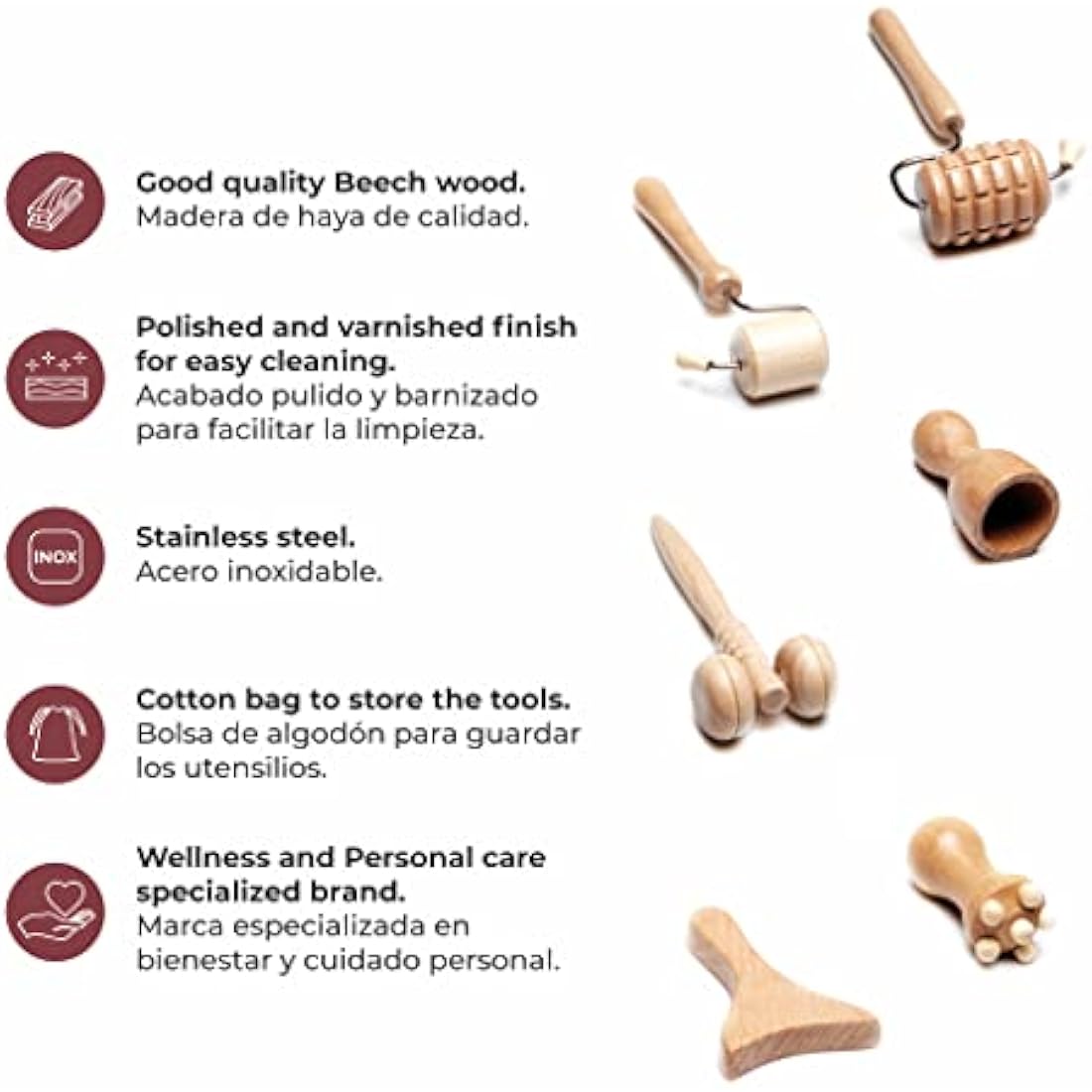 BICTIVE® Wooden Face Roller and Gua Sha Set. Wood Therapy Tools for Face, Slimmer, Face Rollers for Women, Facial Tools, Massager for Face Firming, Double Chin and Contour.
