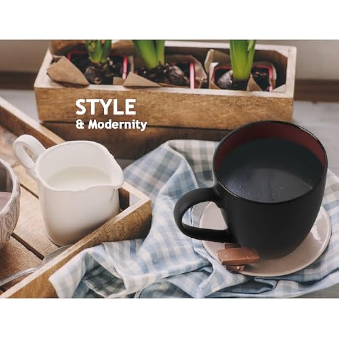 MIAMIO - 6 x 350 ml Stoneware Coffee Mug/Cup Set - Le Papillon Collection (Mixed)