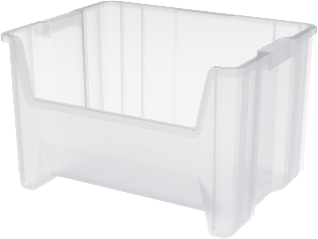 Akro-Mils 13017 Stak-N-Store Heavy Duty Stackable Open Front Plastic Storage Container Bin, (15-Inch x 20-Inch x 12-1/2-Inch), Clear, (3-Pack)