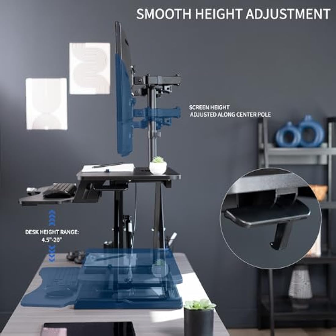 VIVO Height Adjustable 81 cm Standing Desk Converter with Dual 13 to 30 inch Monitor Stand, Sit Stand Monitor Mount and Desk Riser, Black, DESK-V000K-M2