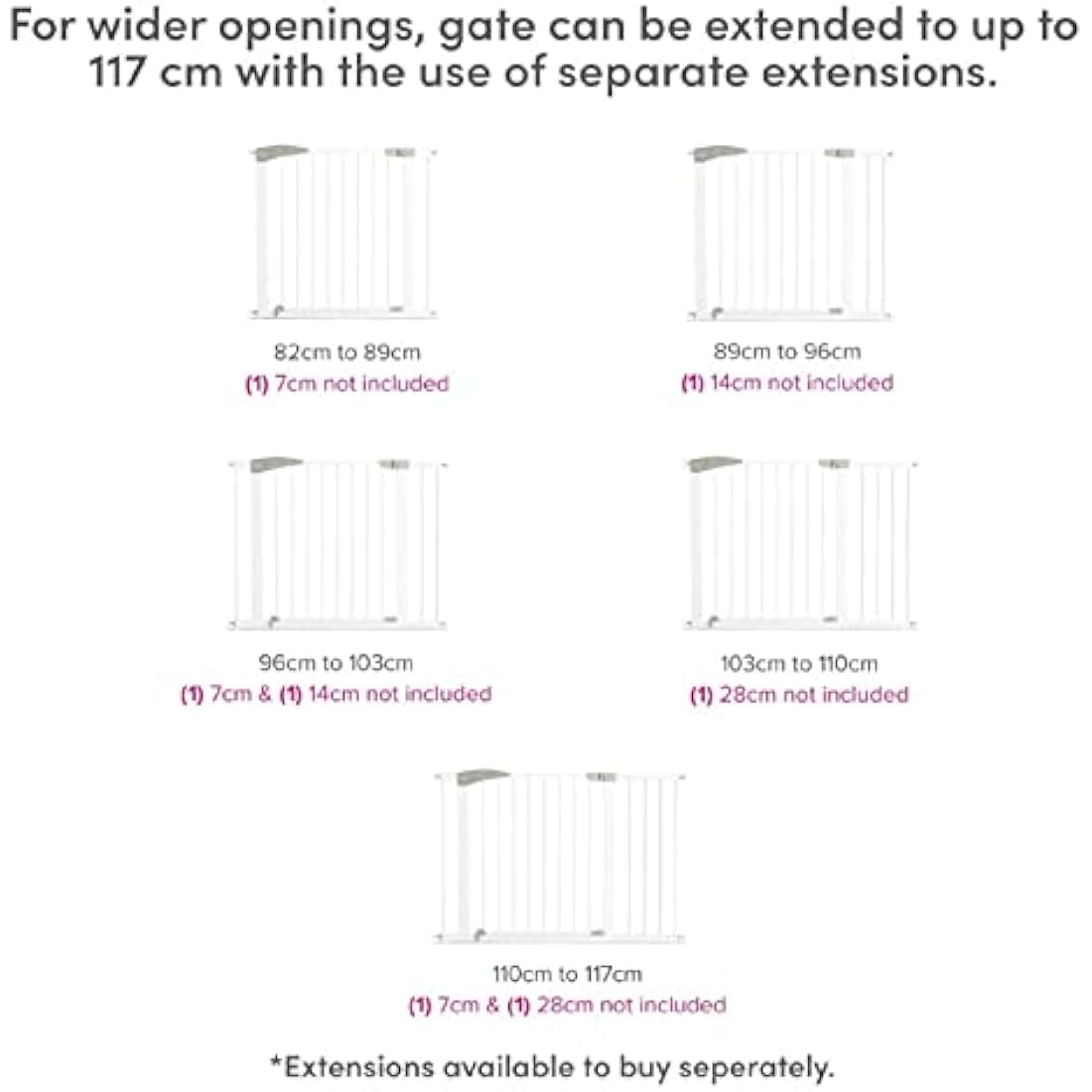 Munchkin Lindam Stair Gate | Sure Shut Axis Toddler & Baby Gate | Stair Gate Pressure Fit Baby or Dog Gate | Baby Safety Gate for Stairs & Doorways, Easy Install No-Screws Child Gate | 76-82cm| White