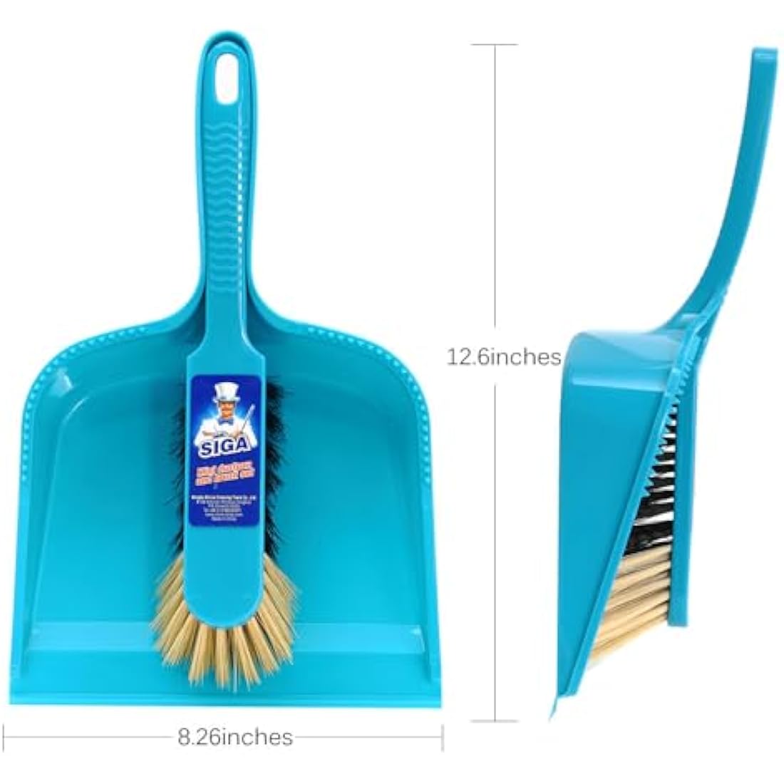 MR.SIGA Dustpan and brush set - Pack of 2, Blue & Grey