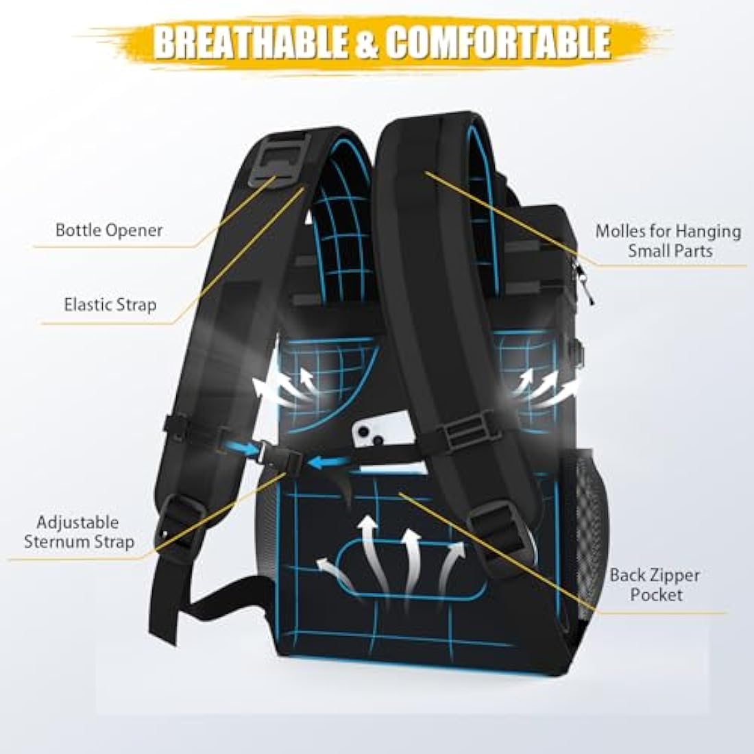 Backpack Cooler - AYAMAYA Upgrade Leakproof Cooler Backpack with Padded Top Handle, 40 Cans Large Waterproof Insulated Camping Coolers for Beach, Fishing, Picnic, Travel, BBQ