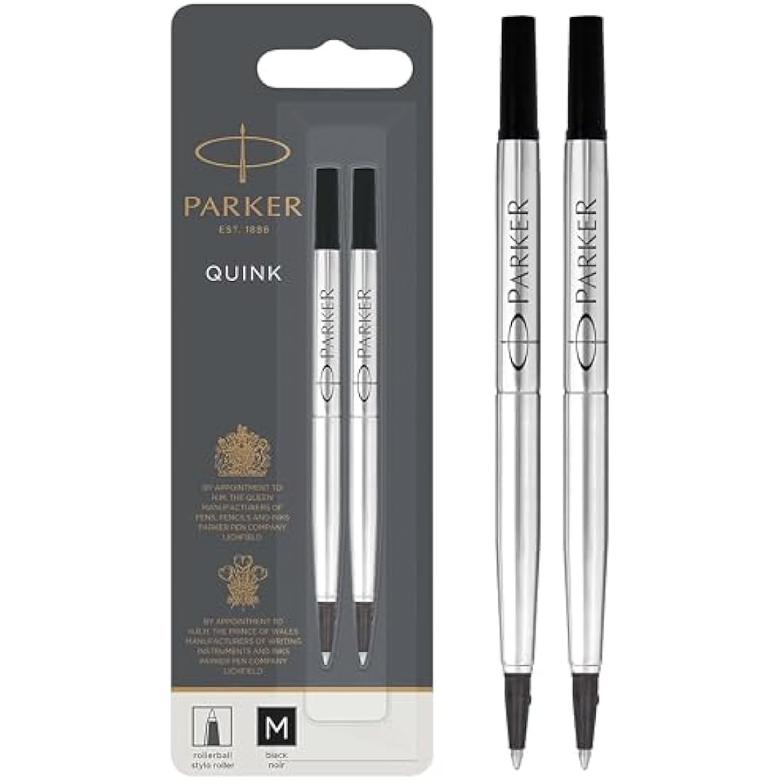Parker Rollerball Pen Refills | Medium Point | Black QUINK Ink | 2 Count