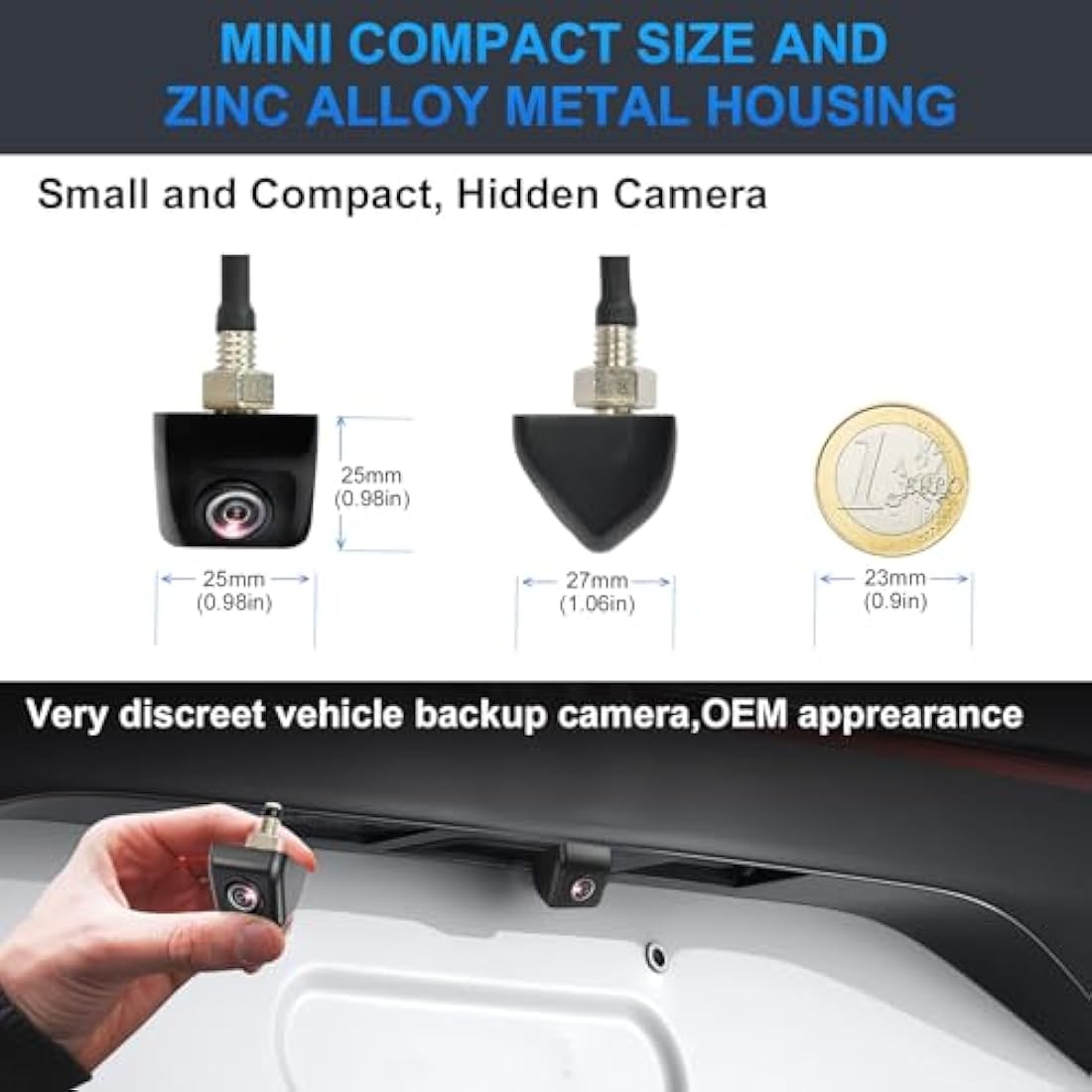 PARKVISION Reverse Camera for Car Flexible Mounting Position Allowed Rear View Camera with Vertically Up-down Inverted Image and Parking Line Optional