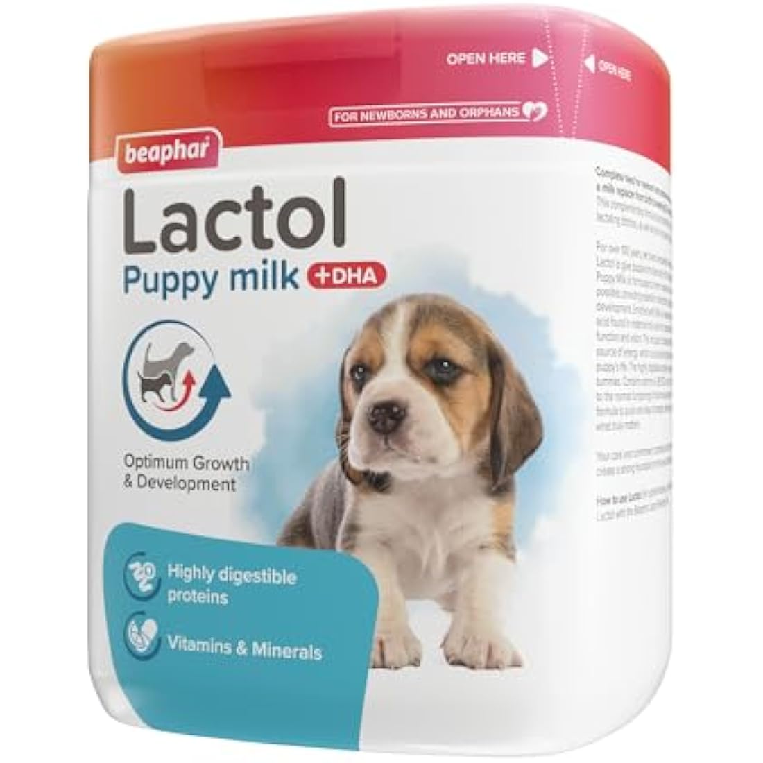 Beaphar - Lactol Puppy Milk 500g - Milk Replacer & Complete Feed for Newborn & Weaning Puppies - For growth & development - Contains DHA, Vitamins & Minerals - Ideal for Hand-Rearing - Use from Birth