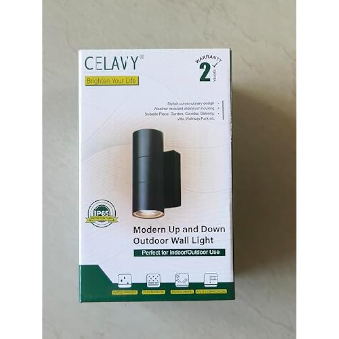 CELAVY Outdoor Wall Lights, Up Down Outside Wall Lights Mains Powered, IP65 Waterproof Modern Front Door Porch Light 3000K 10W Aluminium, Exterior LED Wall Lighting Sconce GU10 Bulb Included, Black