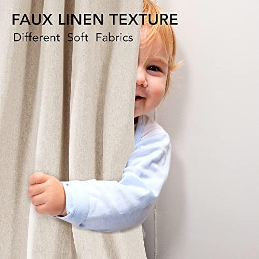 Deconovo 100% Blackout Curtains Faux Linen Eyelet Energy Saving Curtains for Childrens Bedroom Pale Khaki W46 x L90 Inch One Pair
