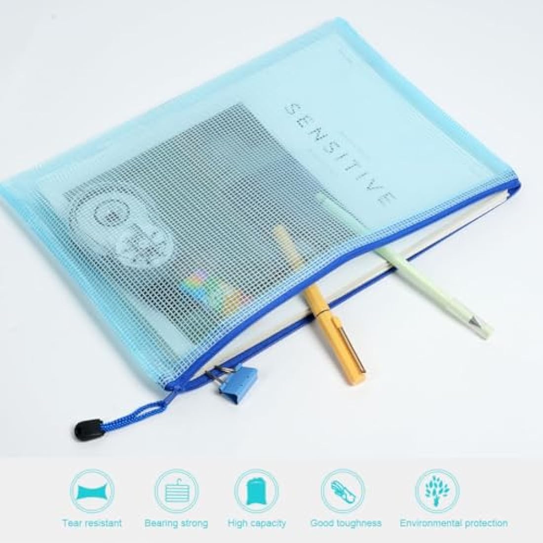 Vicloon Plastic Wallets, 10Pcs B5 Zip Lock Bags Mesh Document Wallet Document Folders Plastic Pockets Zipper File Wallet for School Office Homework Travel Storage Bags (Multicolor)