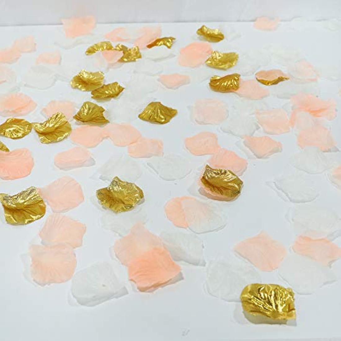 Silk Flower Petals Perfect Peach Mix Artificial Rose Petals Wedding Confetti Party Decoration Scatter Floral 1200 Pieces (Peach, Cream, Gold)