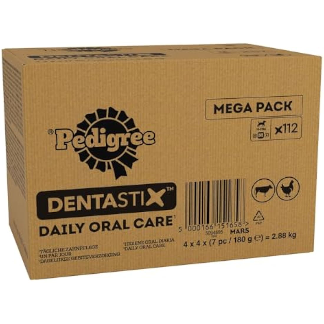 Pedigree DentaStix - Daily Dental Chews For Medium Dogs (10-25 kg), 112 Sticks