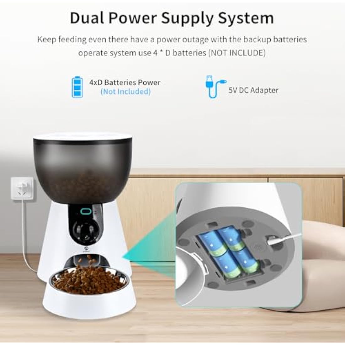 Podazz Automatic Cat Feeder with Camera, 5G WiFi Pet Feeder with App Control, Low Food & Blockage Sensor, 1-10 Meals/Day, Two-Way Audio Interacting, 4L Auto Cat Feeder with 304 Stainless Steel Bowl