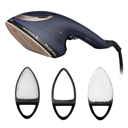 Russell Hobbs Handheld Clothes Steamer [1700W, 15g/min steam] Steam Genie(2in1: steamer & steam iron, Antibacterial, Ideal for travel, 3 accessories: