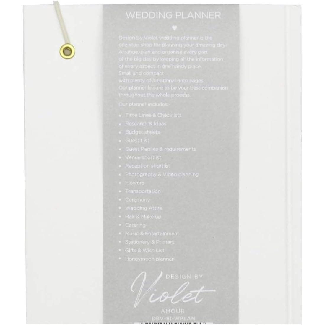 Design By Violet Ultimate Wedding Planner Book – A5 Size (5.8” x 8.3”) – Comprehensive Wedding Planning Organiser – White Planner Notebook with Budget Tracker, Guest List, Venue & Honeymoon Planning