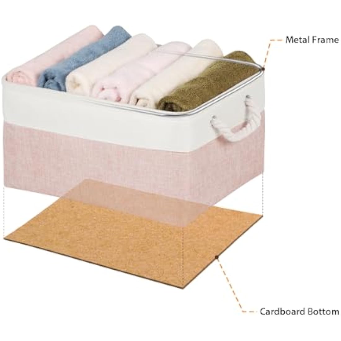 Syeeiex Storage Basket for Shelves [3-Pack], Storage Boxes with Handles, Large Fabric Storage Bins for Organizing Home and Office, Pink