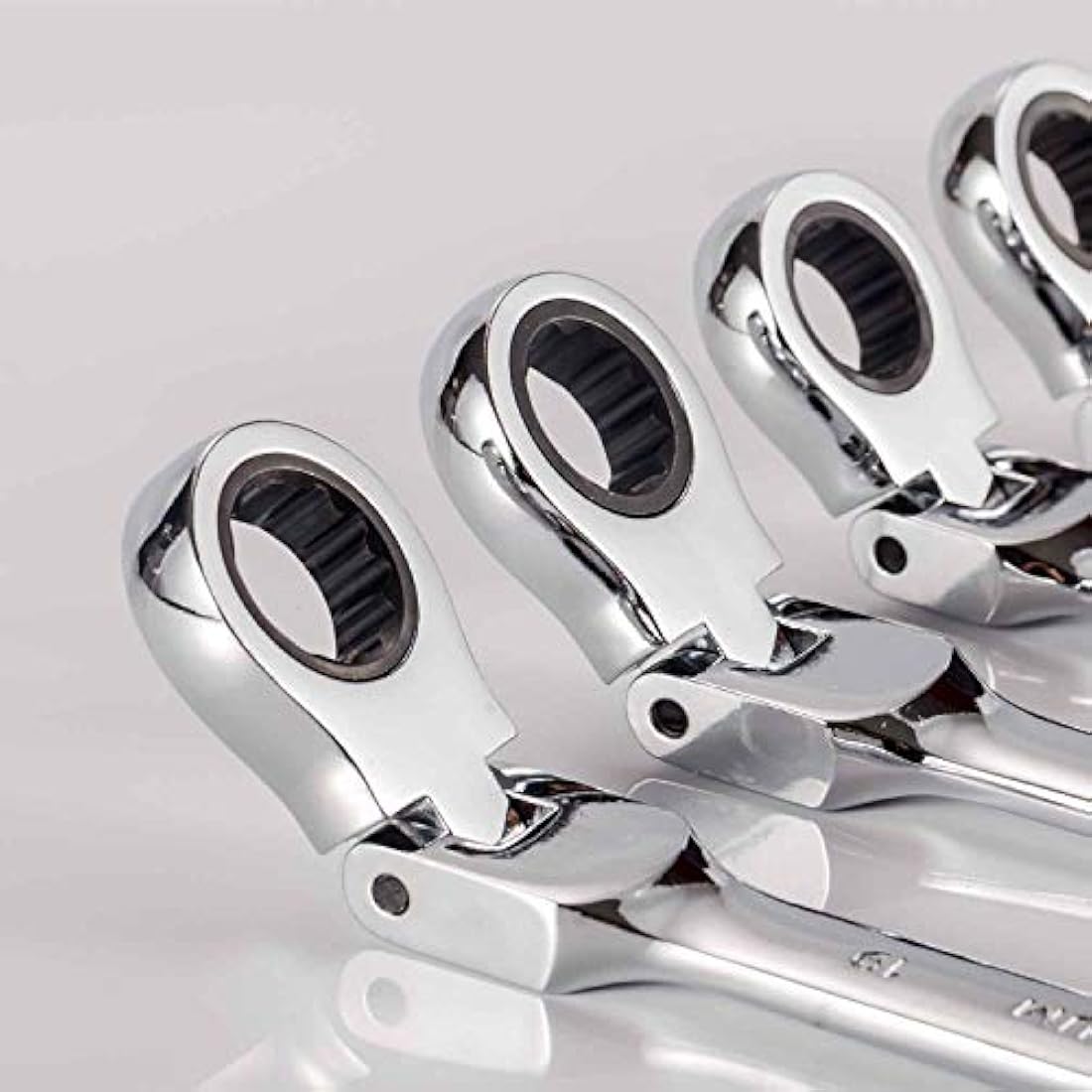 Qnkaa Ratchet Spanner Set 12pcs Metric Flexible Combination Wrench with Gear Ring Open-end Box-end Flex Flexi Head DIY Hand Tools Kit in Roll Bag 8-19mm
