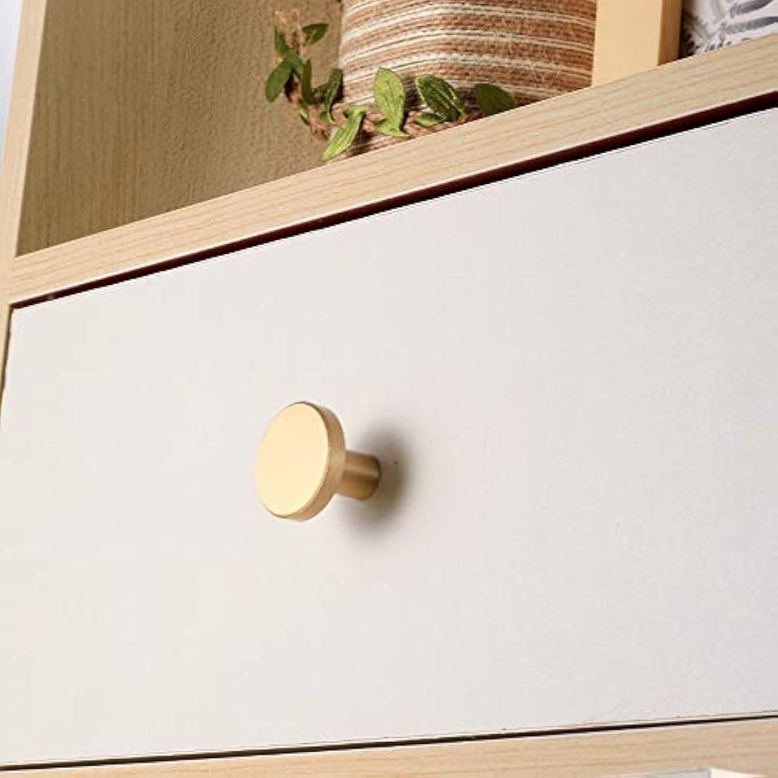 Yibaijia 6 Pcs Round Cabinet Knobs, Gold Brass Drawer Knobs, Door Kitchen Hardware Cupboard Knob, Stainless Steel Single Hole Handle with Screws for Home Decorating, Cupboard, Wardrobe (20mmx25mm)