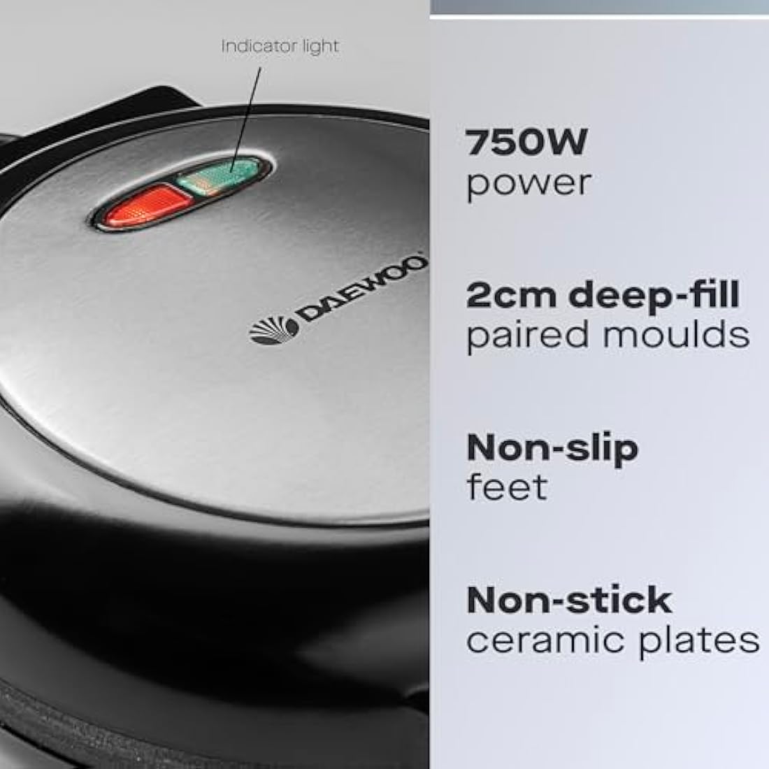 Daewoo Deep Fill Omelette Maker, Dual Non-Stick Plates, Electric 750W Omelette Cooker, Fast, Fluffy Homemade Omelettes – Compact & Easy Clean Breakfast Appliance