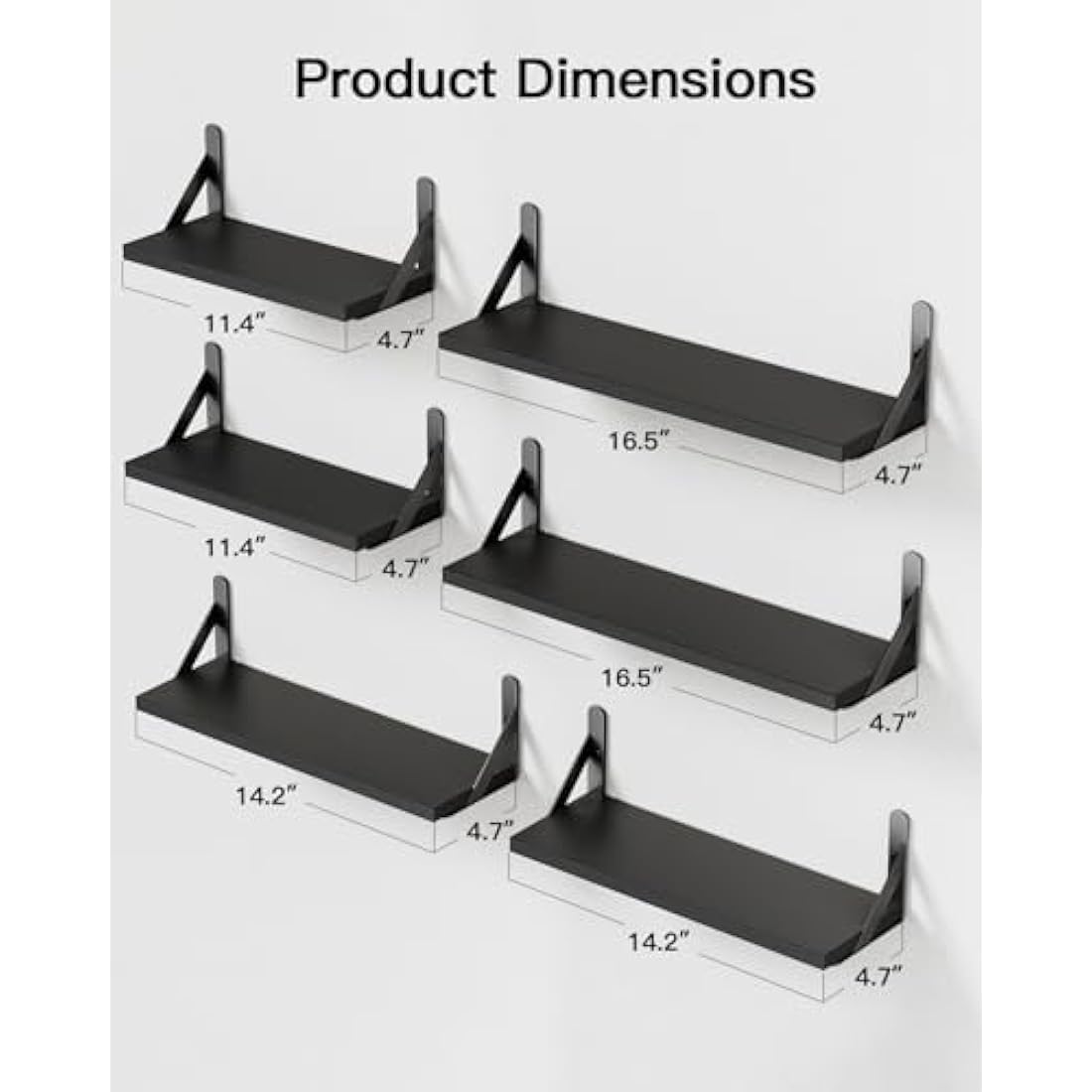 Pipishell Floating Shelves Set of 6, Wood Floating Shelves for Wall Decor, Rustic Farmhouse Wall Shelves for Bedroom, Bathroom Shelves for Wall Storage, Book Shelves for Living Room