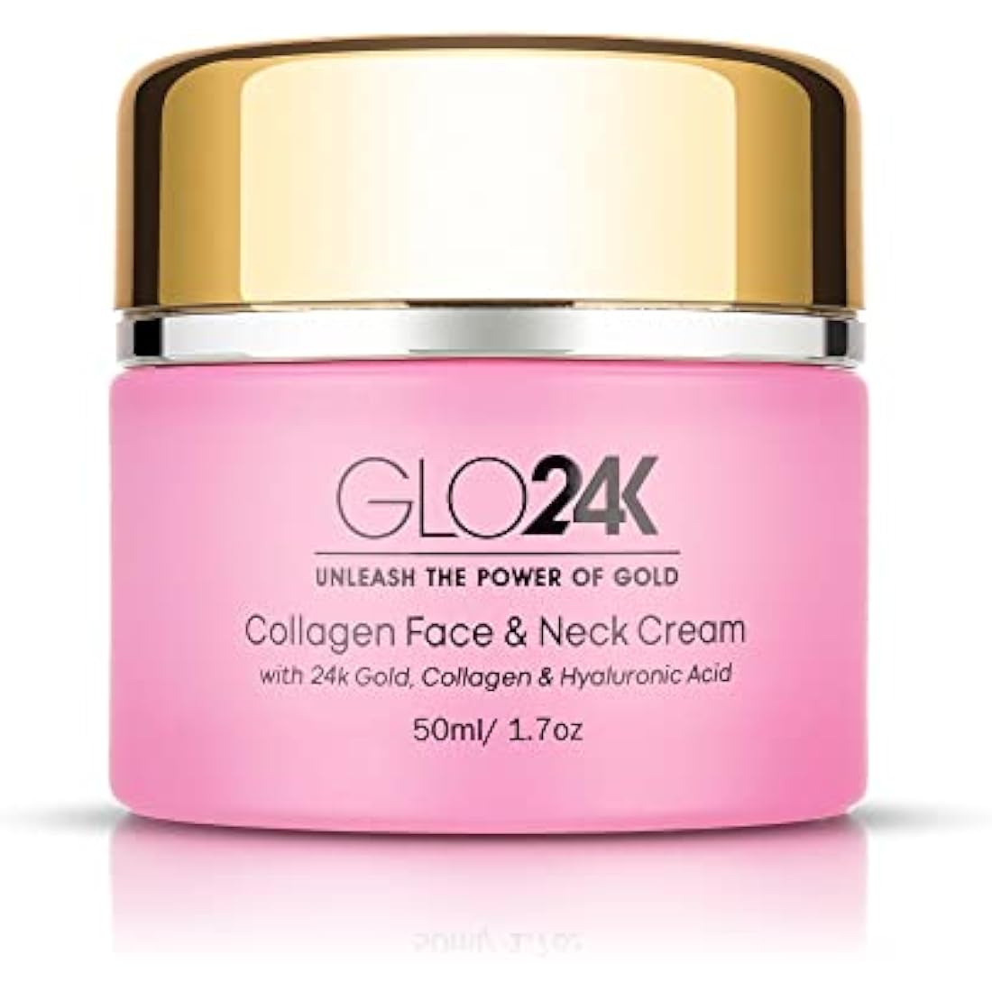 GLO24K Collagen Face & Neck Cream with 24k Gold, Collagen & Hyaluronic Acid. Boost your Skin’s Collagen Levels for a Radiant, Glowing Skin.