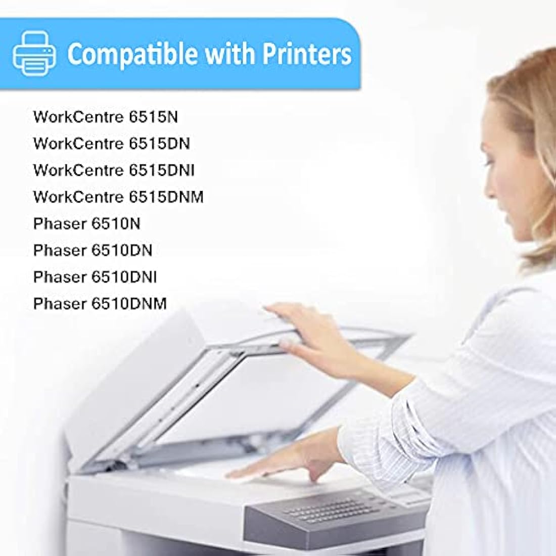 5 Packs Compatible Toner Cartridges (2BK + C M Y) High Capacity 5500 Pages for BK & 4300 Pages for C M Y for Xerox Phaser 6510 6510n 6510dn 6510dni, WorkCentre 6515 6515n 6515dn 6515dni