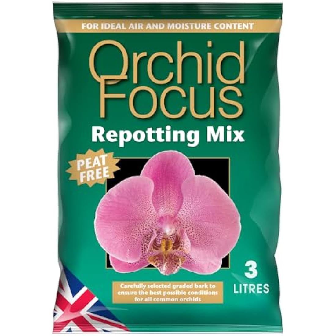 Orchid Focus Repotting Mix, 3L - Growth Technology Orchid Potting Mix for Orchid Plants - Peat-Free Orchid Potting Mix - Orchid Compost For Repotting Pants - Professional Grade Orchid Bark