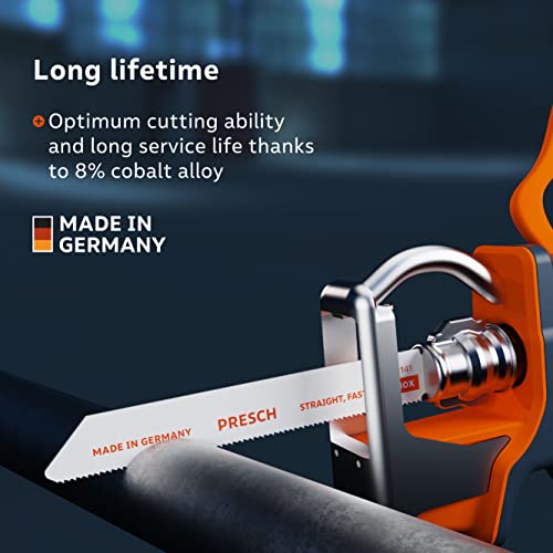 Presch Reciprocating saw edges metal and stainless steel 10 pcs (2-8mm) - 8% cobalt saw edges for stainless steels - Universal shaft reciprocating saw edges set incl. box
