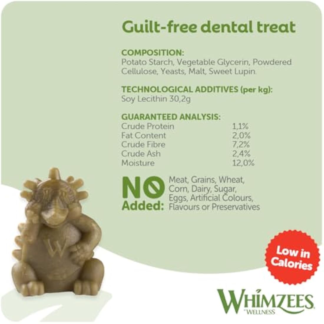 WHIMZEES By Wellness Hedgehog, Dog Dental Sticks, 6 Pieces, Size L, Dog Chews for Large Breeds, Natural, Grain-Free, Rawhide-Free, Vegetarian, No Added Sugar