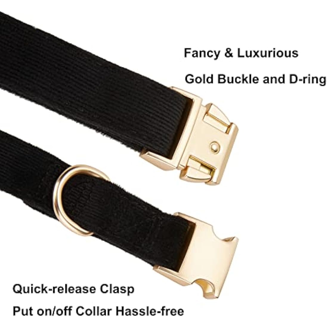 YUDOTE Ultra-soft Dog Collar Natural Cotton Corduroy Made for Large Dogs with Sensitive Skin,Black