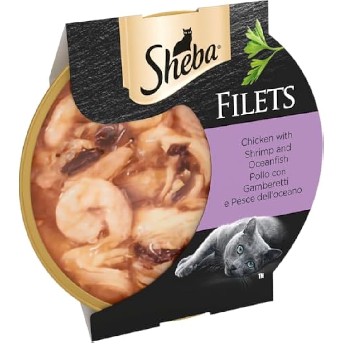 Sheba Fillets Cat Food Tray with Chicken, Shrimp and Ocean Fish in Gravy 2x16x60g