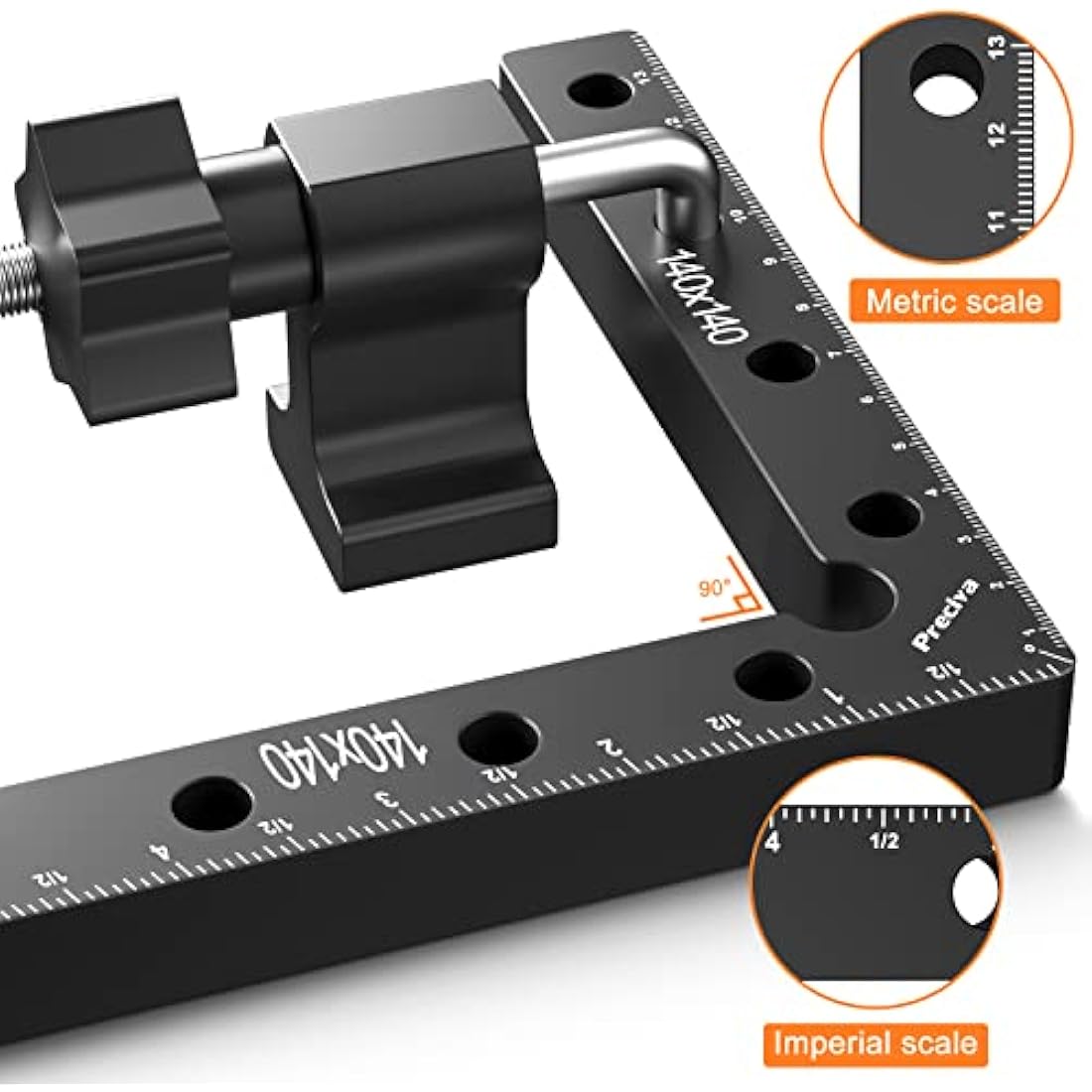 Preciva 90 Degree Right Angle Positioning Square Clamp, Aluminum Alloy Right Angle Clamp,Professional Woodworking Tools Woodworking Block for Picture Frames Cabinet Drawers - 2 Sets （14cm/5.5"