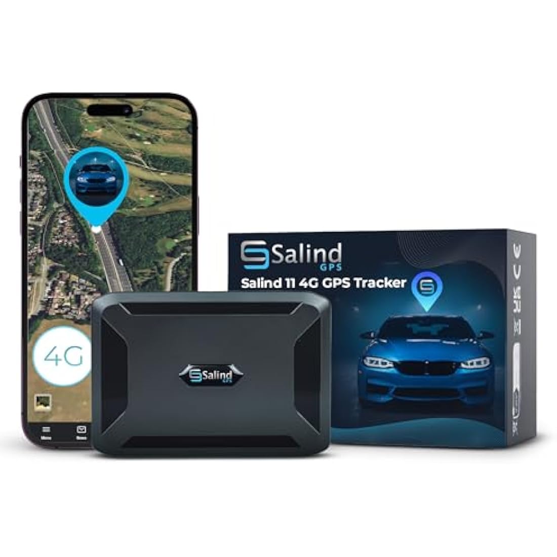 SALIND 11 4G - Magnetic GPS Tracker for Cars & other Vehicles - UK & Worldwide Real Time Tracking, Safe Area, Route Memory System and Alarms - Battery up to 70 Days (standby)