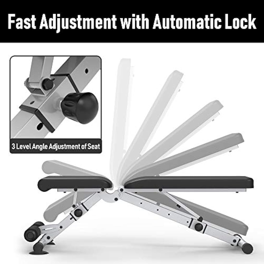 leikefitness Adjustable Weight Bench, Foldable Workout Training Bench with Automatic Locking for Upright Tilt and Flat Full Body Exercise