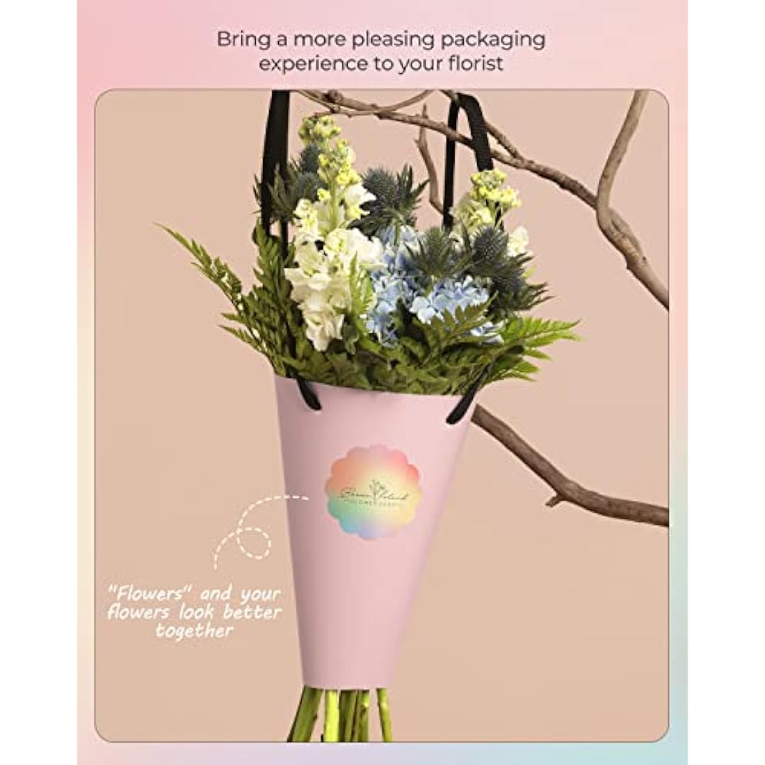 MUNBYN Flower Thermal Label Stickers, 58mm x 58mm Rainbow Colour Thermal Labels, Multi-Purpose Stickers for Business, DIY Logo Design, 500 Sheet/1 Roll