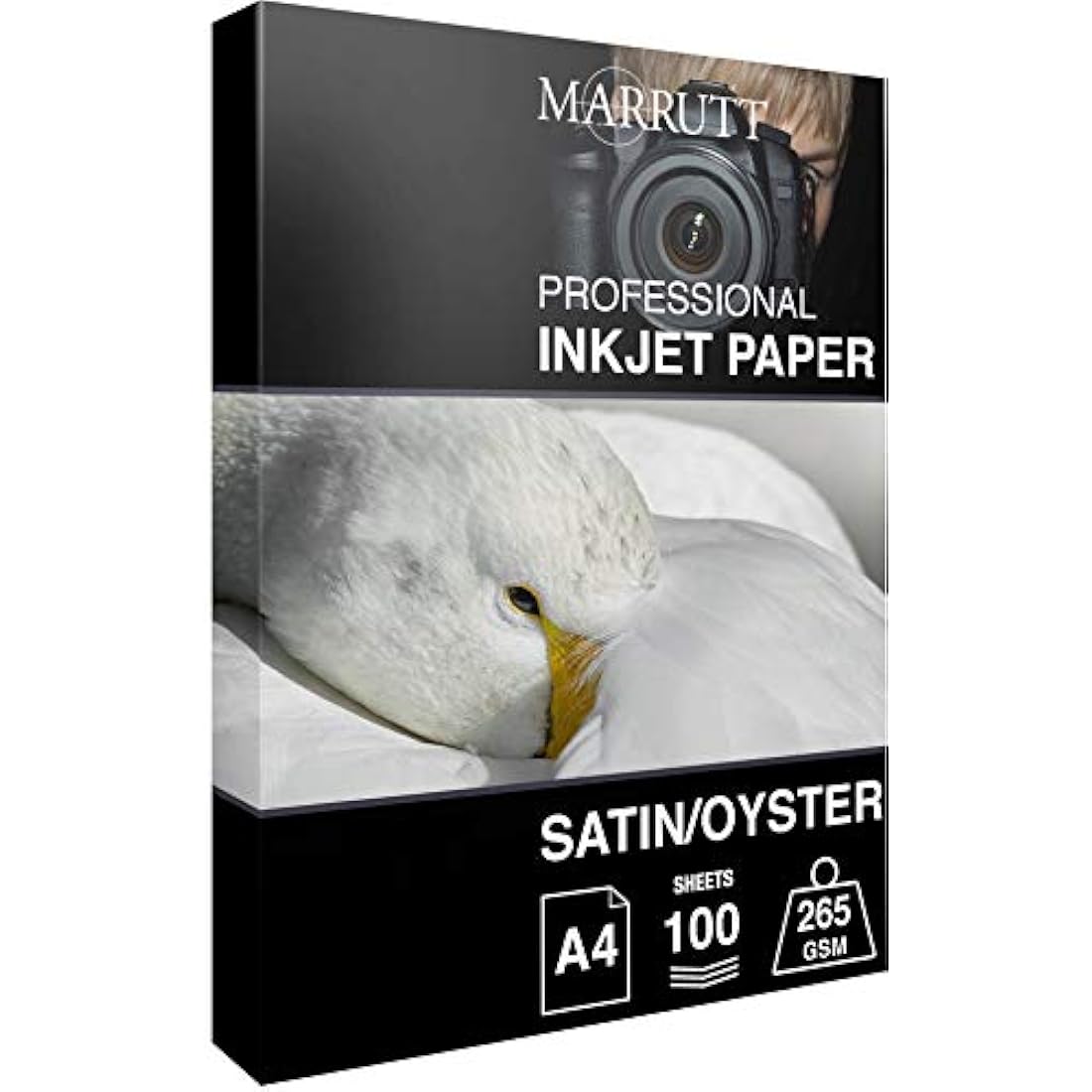 Marrutt 265gsm Pro Photo Satin/Oyster Inkjet Paper: A4-100 Sheets