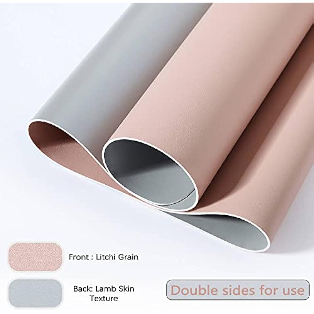 DOBAOJIA Desk Pad Large, Desk Mat, Extended Mouse Mat, Mouse Pad L, Desk Blotter, Laptop Pad Writing Pad for Office/Home, Dual-Side Use PU Leather Waterproof 23.6" X 13.8"(Pink/Silver)