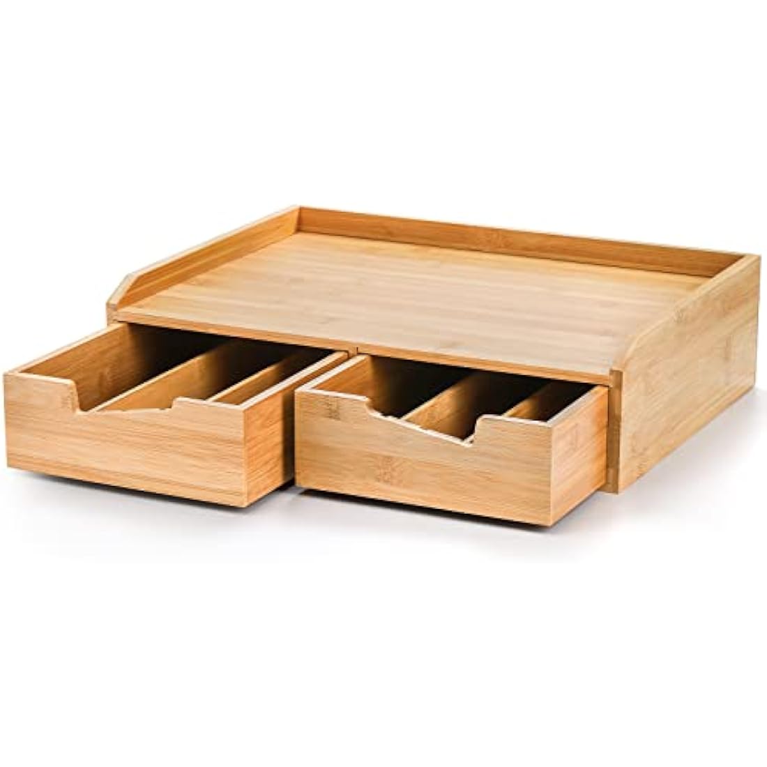 SOUJOY Bamboo Drawer Organizer for Coffee Pod, K Cup Organizer for Counter, Tea Bag Storage Organizer with Drawer and Side Storage Box for Kitchen Office Coffee Bar