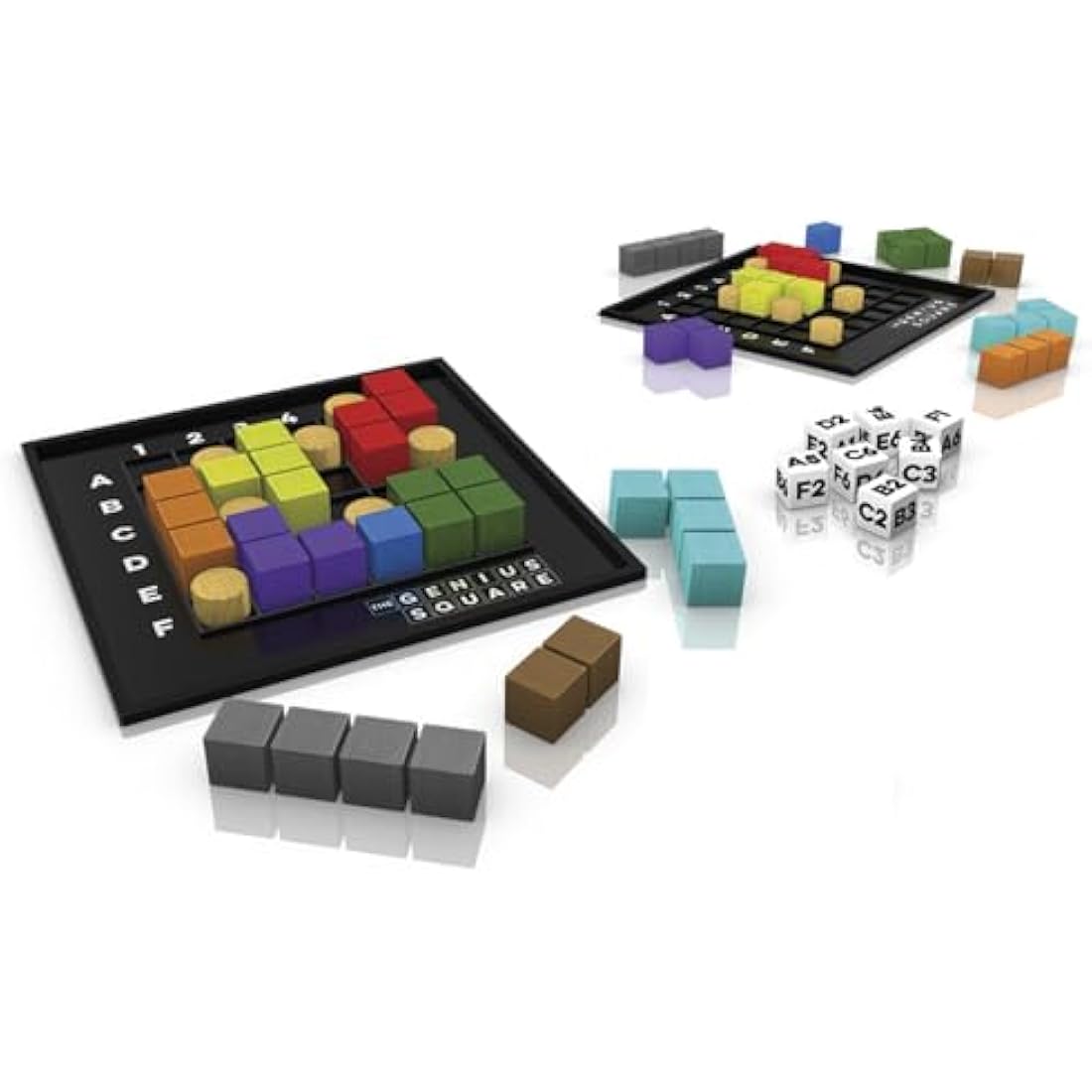 The Happy Puzzle Company - The Genius Square - 62,208 Puzzle Challenges for Friends and Family Board Game Night - Logic STEM Educational Learning Resources (The Genius Square)