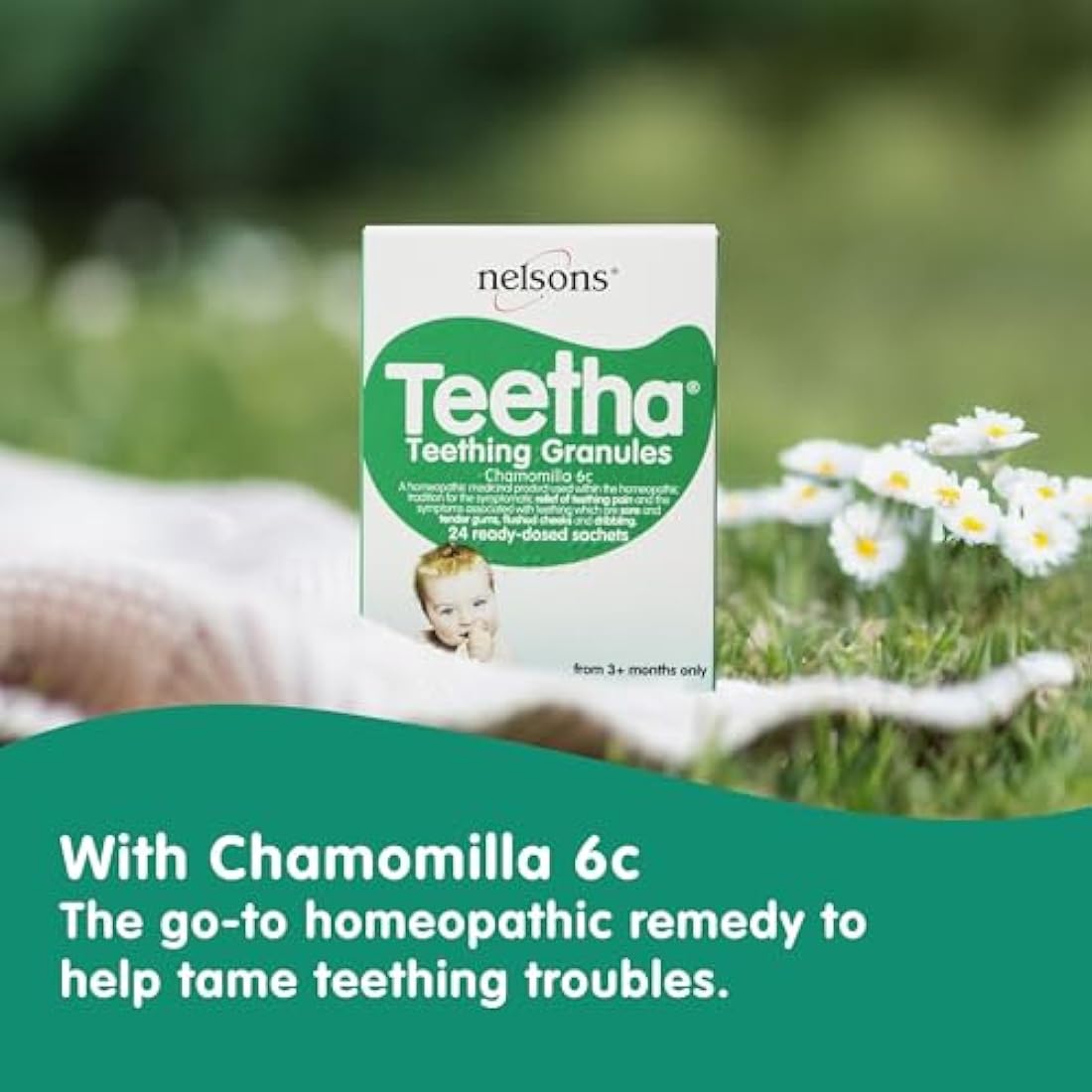 Teetha Baby Teething Granules (40 Sachets) 3+ Months, Homeopathic Relief For Soothing & Calming Teething Symptoms, Baby Teething Ready-Dosed Sachets
