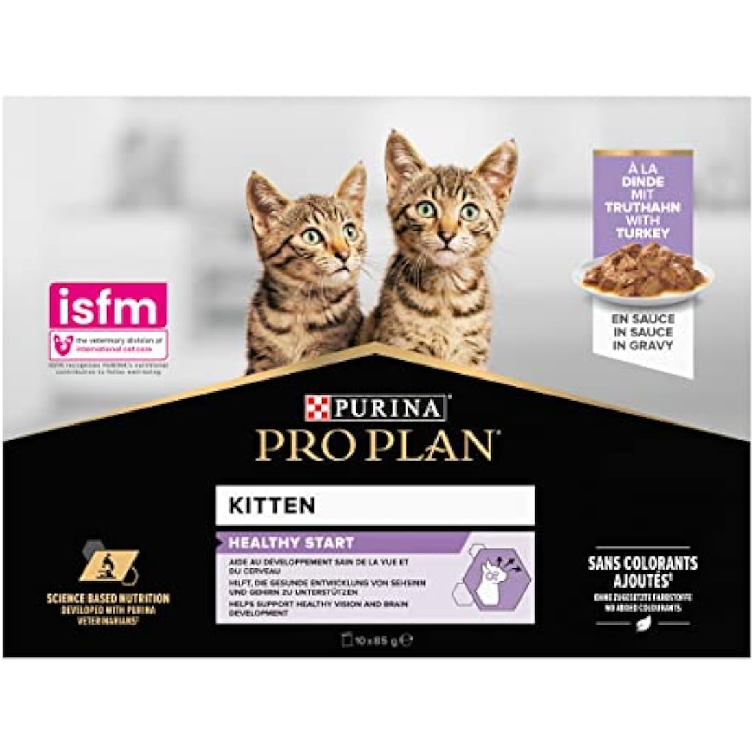 PRO PLAN Kitten Healthy Start Turkey in Gravy Wet Cat Food 10x85g, Pack of 4